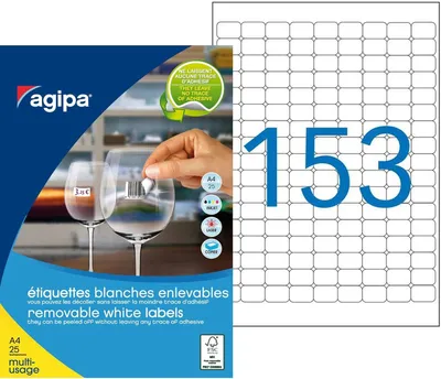 Image de agipa 119601 agipa étiquettes universelles, 22 x 16 mm, blanches, repositionnables