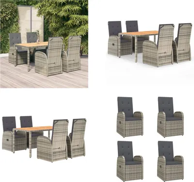 Image de vidaXL 5 pcs. Salon de jardin avec coussins Gris Poly Rotin - Salon de jardin - Salon de jardin - Salon Terrasse