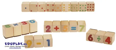 Obrázok produktu pre EDUPLAY 320032 Drevené matematické pečiatky, 3 x 3 x 4 cm, viacfarebné, 24 kusov (1 sada)