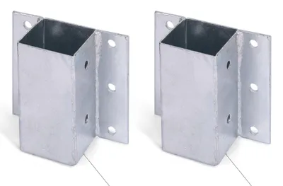 Image de Alberts 208677 Support de poteaux pour pierres en L et en U ou murs | à visser | galvanisé à chaud | 71 x 71 mm | set de 2 pièces