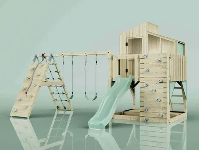 Produktbild von OutdoorToys Spielturm Finn aus Holz in Grün Kinderschaukel