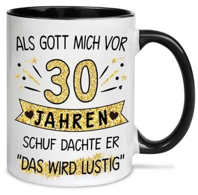Immagine prodotto di Tazza da caffè con scritta per il 30° compleanno, in Vetroceramica, capacità 350 ml, stampa su entrambi i lati, adatta al lavaggio in lavastoviglie e all'uso nel microonde