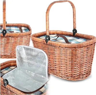 Immagine prodotto di Cesto da picnic termico in vimini intrecciato naturale borsa termica per la spesa