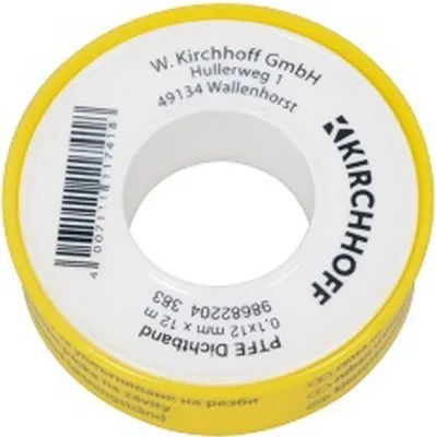 Produktbild von Kirchhoff PTFE Gewindedichtband 12 m, Teflonband DVGW , Dichtband, Dichtungsband