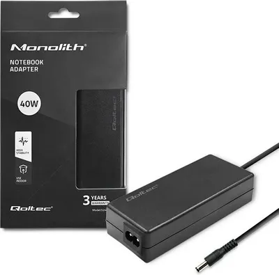 Obrázek produktu pro Napájecí zdroj pro notebooky Qoltec 40W | 12V | 3,33A | 5,5*2,1 | + napájecí kabel