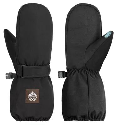 Immagine prodotto di Guanti da sci per bambini, antivento, antiscivolo, termici, ideali per l'inverno, adatti a ragazzi e ragazze, colore nero, taglia L