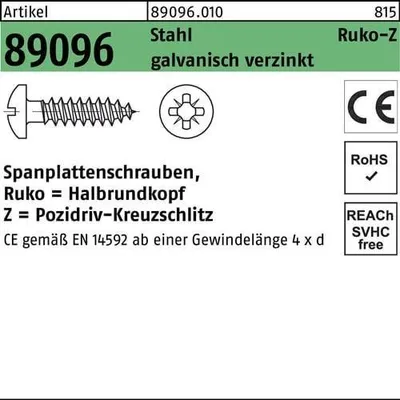 Produktbild von Reyher  Spanplattenschrauben 89096 Hako 6x90-Z vz 890960100060090 (200 Stück)