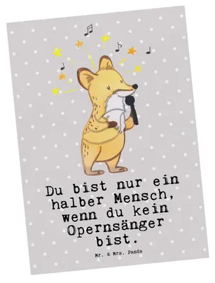 Produktbild von Mr. & Mrs. Panda Postkarte Opernsänger Herz - Grau Pastell - Geschenk, Ansichtskarten, Fotokarte, Postkarten, Grußkarte, einzelkarte