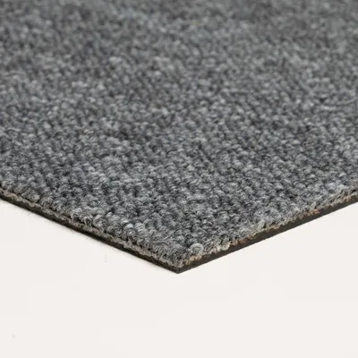 Produktbild von Teppichfliesen selbstliegend grau Schlingenware Teppichboden als Fliesen 50x50 cm Schlingenteppich Fliesen anthrazit für Büro und Arbeitszimmer