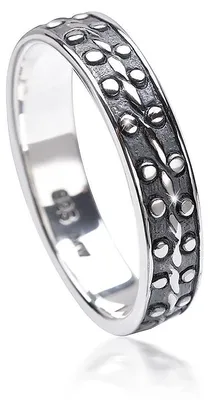 Produktbild von MATERIA Damen Ring filigran 925 Sterling Silber antik dünn gepunktet #SR-114