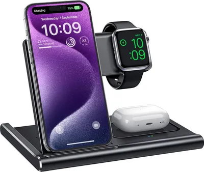 Produktbild von EXW 3 in 1 Induktive Ladestation,Wireless Charger für Apple (Schwarz)