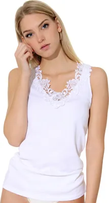 Produktbild von Cotton Prime® Shirt, Unterhemd mit Spitze 40-42 weiss