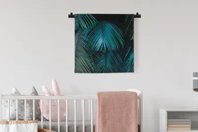 Produktbild von MuchoWow® Wandteppich Wandbehang Palmen - Dschungel - Blätter 60x60 cm Tapisserie Dekoration Wandtuch - Dekorationen - Wand Decke