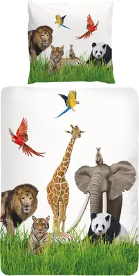 Produktbild von Traumschlaf Tier Bettwäsche Löwe Panda Elefant 135x200 cm + 80x80 cm