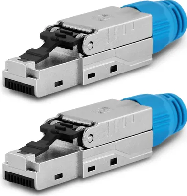 Produktbild von CAT8 CAT8.1 2x Netzwerk Stecker RJ45 Netzwerkstecker Werkzeuglos 2000 MHz Metall
