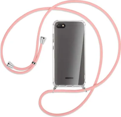 Produktbild von Handykette Backcover-Schutzhülle mit Band (Metall silberfarben) für Xiaomi Redmi 6A - rosa