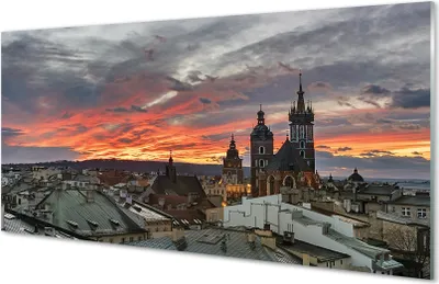 Produktbild von Glasbilder 120x60 Wandkunst Krakow Sunset Panorama