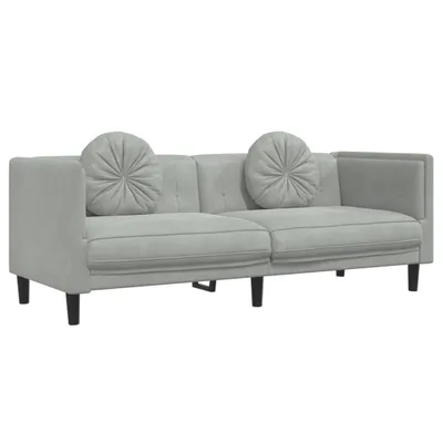 Image de Canapé avec coussins 3 places gris clair velours