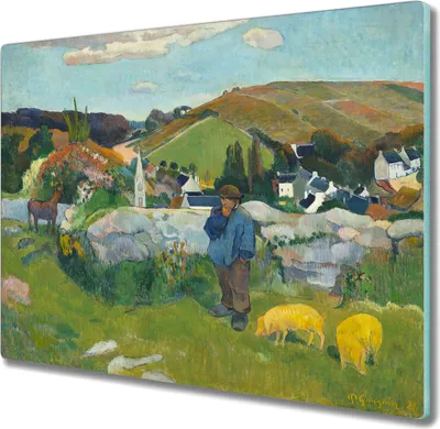 Produktbild von Coloray Küchenbrett Kochplattenabdeckung Hackbrett Schneidebrett Herdabdeckplatte 60x52 cm - Schweinehirt Gauguin