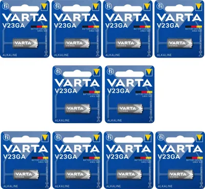 Multiple packages of VARTA V23GA batteries arranged in a grid.