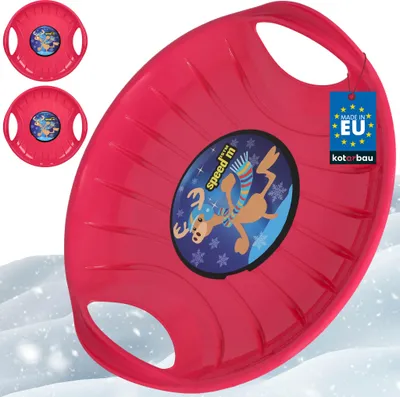 Produktbild von KOTARBAU® 2er Set Popo Rutscher Kinder Kunststoff Rutschteller ø 60 cm Rodelbahn Schlitten zum Rodeln im Schnee Rosa