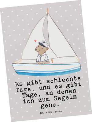 Produktbild von Mr. & Mrs. Panda Postkarte Bär Segeln - Grau Pastell - Geschenk, Grußkarte, Ansichtskarte, bildkarte, Yachtclub, Ansichtskarten, Postkarten, Segelschule, Segeltörn