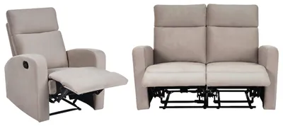 Produktbild von BELIANI Sofa Set Beige Samt Elektrisch Verstellbar mit Fußablage Relaxfunktion Modern Inustriell Sitzgruppe 2-teilig Wohnzimmer Büro Arbeitszimmer