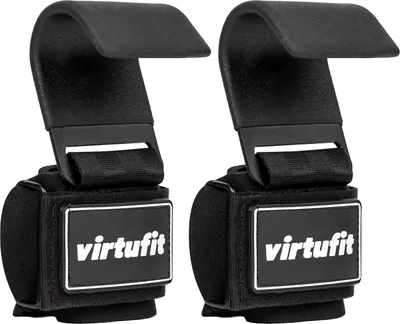 Produktbild von VirtuFit Lifting Hooks Pro mit Wrist Wraps, bis 150 kg belastbar