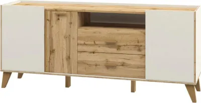 Productafbeelding van Zijtafel/dressoir, commode, Scandinavisch design, 174 cm, wit, wotan eikenhout