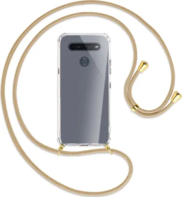 Produktbild von Handykette Backcover-Schutzhülle mit Band (Metall goldfarben) für LG K51S LM-K510 - caramel