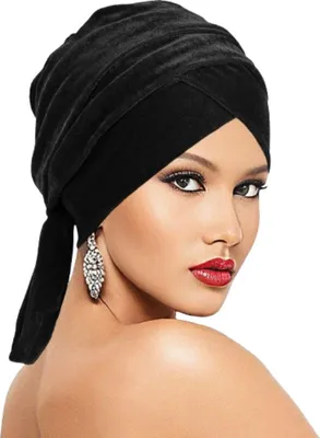 Produktbild von INF Turban aus Samt | Stilvoller Kopftuch Schwarz