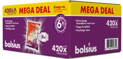 Produktbild von Bolsius 420 Teelichter, im Beutel, weiß