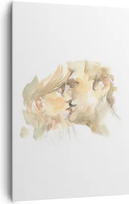 Produktbild von Bild auf Leinwand - Leinwandbild - Einteilig - Kuss Paar Liebe - 80x120cm - Wand Bild - Wanddeko - Wandbilder - Leinwanddruck - Kunstdruck - Wanddekoration - Leinwand bilder - Wandbild - PA80x120-5005