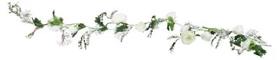 Produktbild von Deko Blumen - Künstliche Rosen Girlande - Seidenblumen - Hochzeit und Party - Tür und Wanddekoration - Für Zuhause und Außenbereich - Weiß