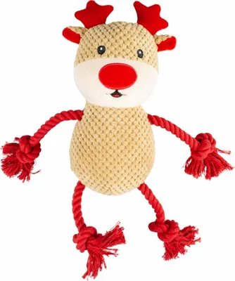 Produktbild von Duvo+ Xmas Hundespielzeug Kuschel-Rentier mit Seil