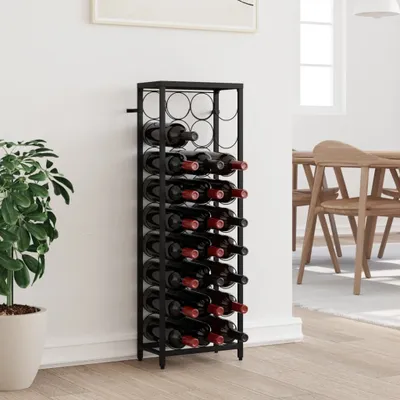 Image de 2025 Casier à vin moderne pour 27 bouteilles Noir 34x18x100 cm Fer forgé - Casiers à vin,Design 6460007 1parcel
