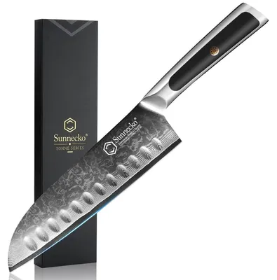 Obrázok produktu pre Kuchárska nôž Damascénska oceľ, 18 cm, typ Santoku, ostrá, ergonomická rukoväť, darčeková krabička, tvrdosť HRC 60