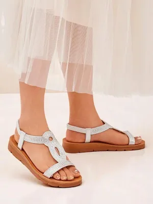 Produktbild von Royalfashion Damensandalen mit dekorativen Ava Shine Riemen, Größe 38