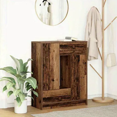 Produktbild von Kommode – 73 x 31 x 90 cm, Massivholz, mit Türen und Schubladen, natürliche Holzmaserung