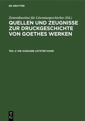 Produktbild von Die Ausgabe letzter Hand