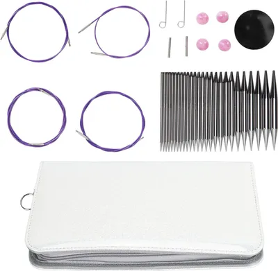 Obrázek produktu pro sada 13 párů kruhových pletacích jehlic, 3-10 mm, vyměnitelné, ergonomické, kulaté, s kabely dlouhými 40-100 cm