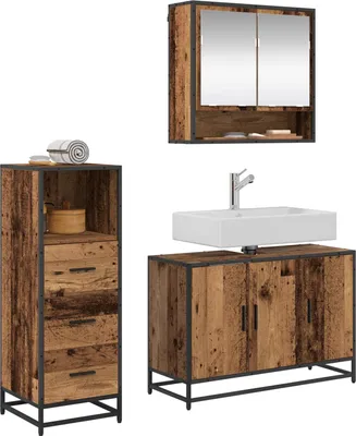 Immagine prodotto di Set di mobili per il bagno con cassetto 3 pcs Legno vecchio