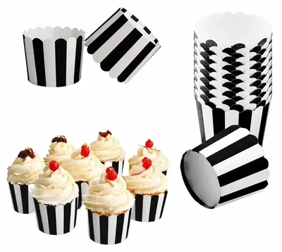 Papier-Muffinförmchen, 50 Stück, schwarz, 6 x 5,4 x 6,9 cm
