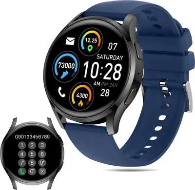 Produktbild von (Blau) Smartwatch für Männer und Frauen, IP67 wasserdichte Smartwatch, GPS, Stress- und Schlafmonitor, Multisport-Tracker, Gesundheitsmonitor für Frauen, bis zu 15 Tage Akkulaufzeit