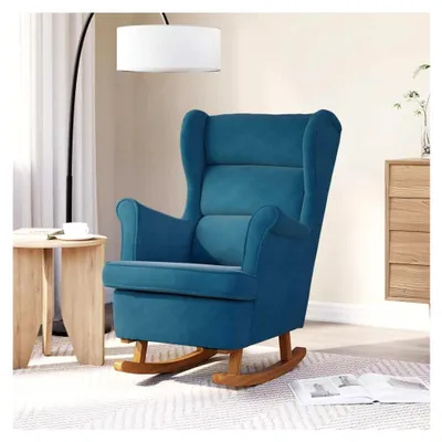 Produktbild von Samt-Schaukelstuhl Blau | Wohnzimmer | 74x90x102 cm | max. 110 kg