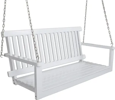 Produktbild von Garten-Hängebank TARTU - 130cm Breit, Eukalyptus, Weißgrau | Hängebank Garten Wetterfest Sitzbank Outdoor