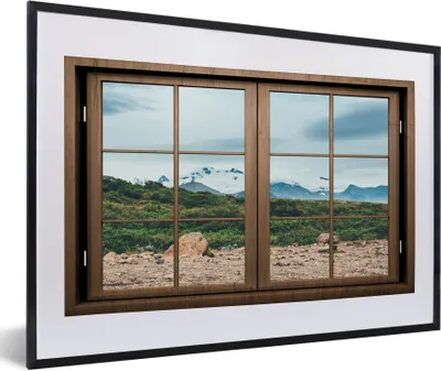 Produktbild von MuchoWow® MuchoWow® Gerahmtes Poster Aussicht - Felsen - Berg 60x40 cm - Poster mit zchwarzem Bilderrahmen - Schlafzimmer - Plakat in Rahmen - Drucken