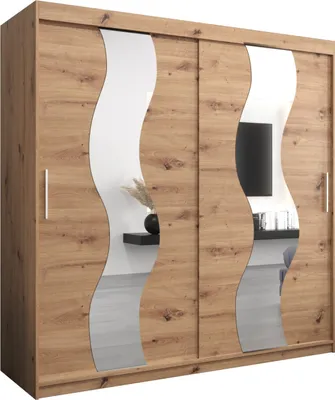 Produktbild von Kleiderschrank, Schiebetürenschrank Schlafzimmer, Schrank mit Spiegel SEWILLA 200 cm