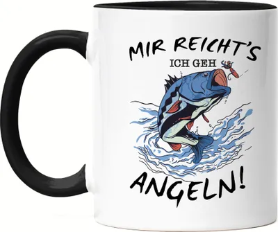 Produktbild von Mir Reichts Ich Geh Angeln Tasse Schwarz Angler Angeln Fische Angelzubehör Geschenkidee