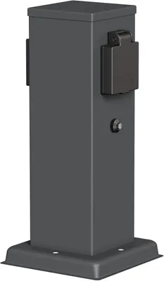 Produktbild von Ledscom.de Garten-Steckdosen-Säule Polly, IP44 - 2-fach Schuko - Dämmerungssensor für Gartenbeleuchtung - Edelstahl
